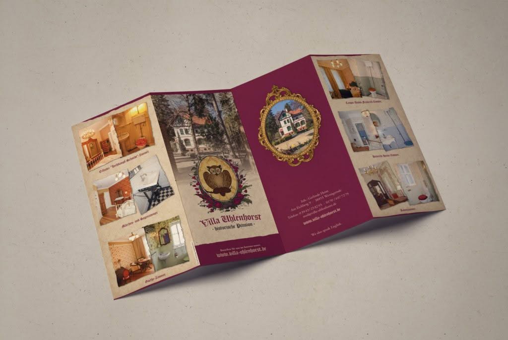 Achtseitiger Flyer im Altarfalz für die Villa Uhlenhorst